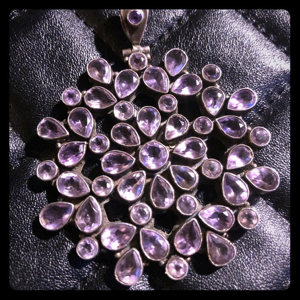 Large Antique Amethyst Pendant Purple
